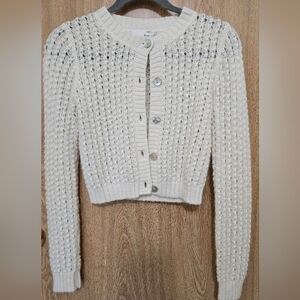 Aritzia Wilfred Free Alpaca Mohair  Off-White Ivory Textured Knit Cardigan XS